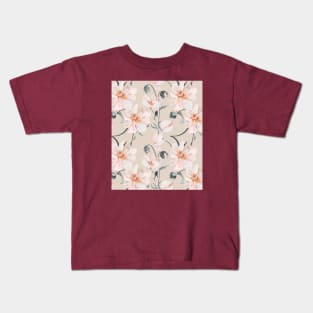 Peony 3d pattern beige Kids T-Shirt